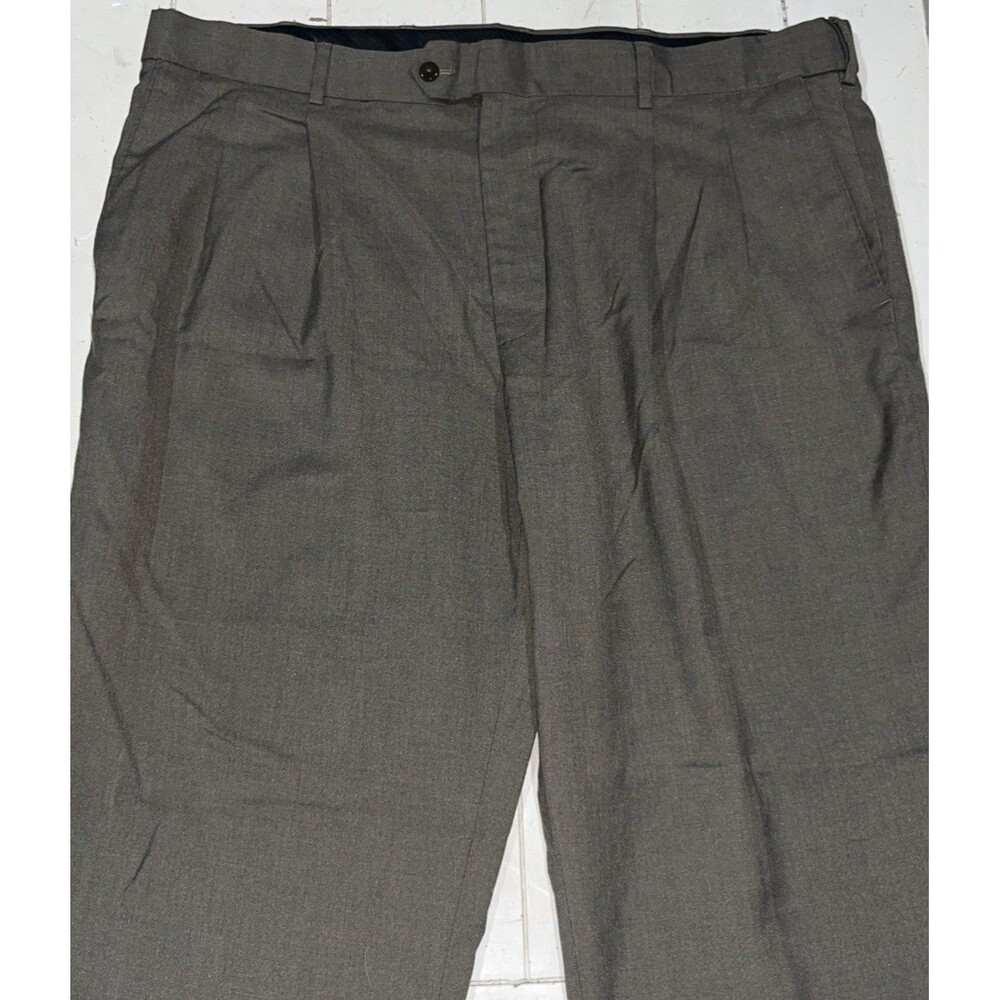 Stafford Mens 42 x 30 Classic Fit Year Round Brown Trouser Dress Pant Pleated